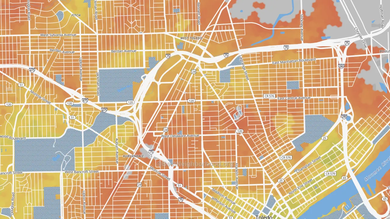 Bike Grade map of 43610, OH