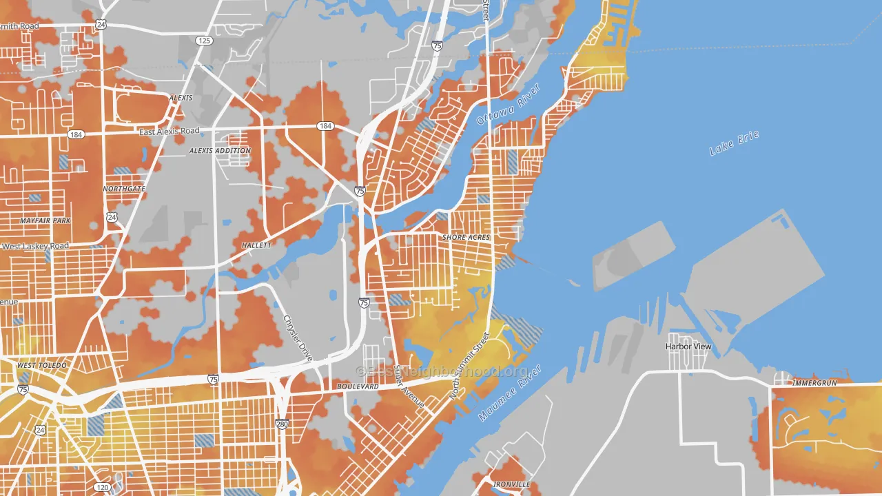 Bike Grade map of 43611, OH