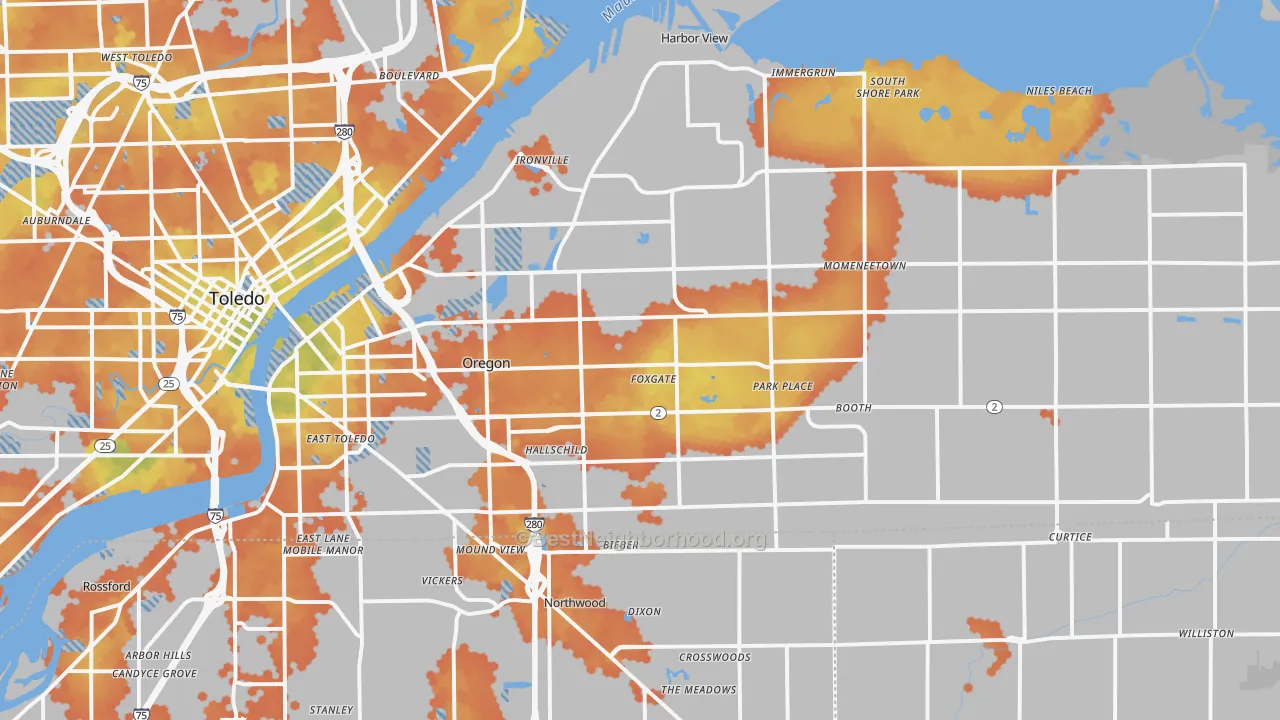 Bike Grade map of 43616, OH