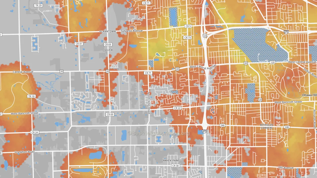Bike Grade map of 43617, OH