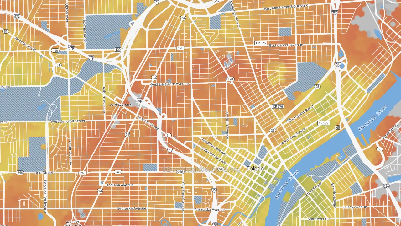 Bike Grade map of 43620, OH