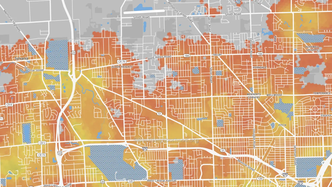 Bike Grade map of 43623, OH