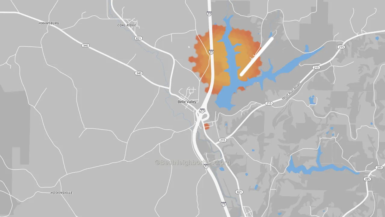 Bike Grade map of 43717, OH