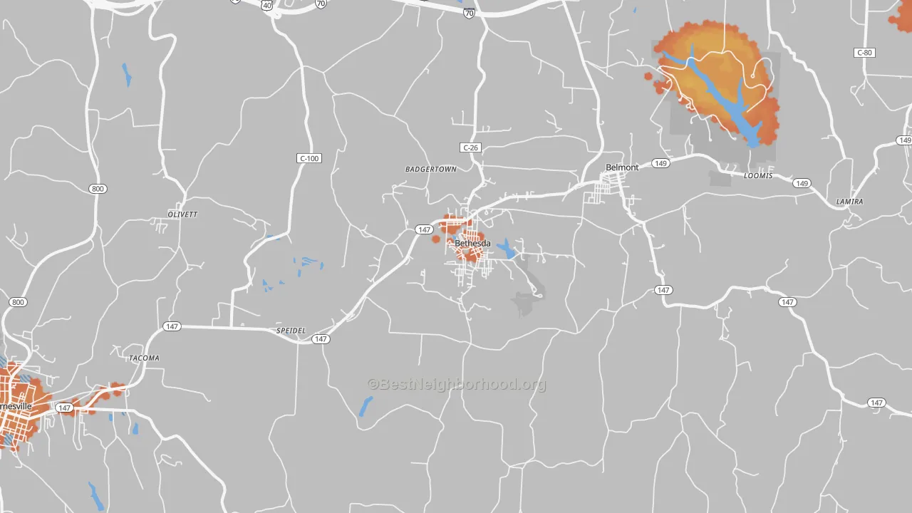 Bike Grade map of 43719, OH
