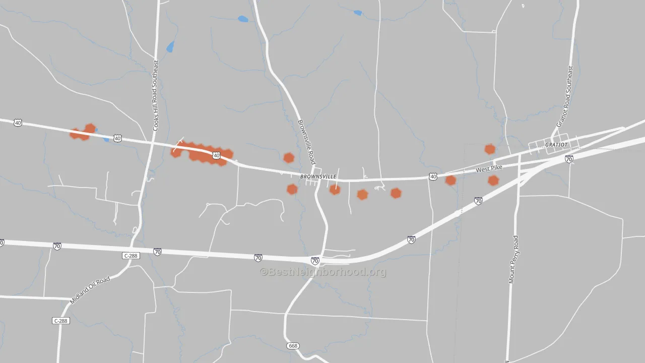 Bike Grade map of 43721, OH