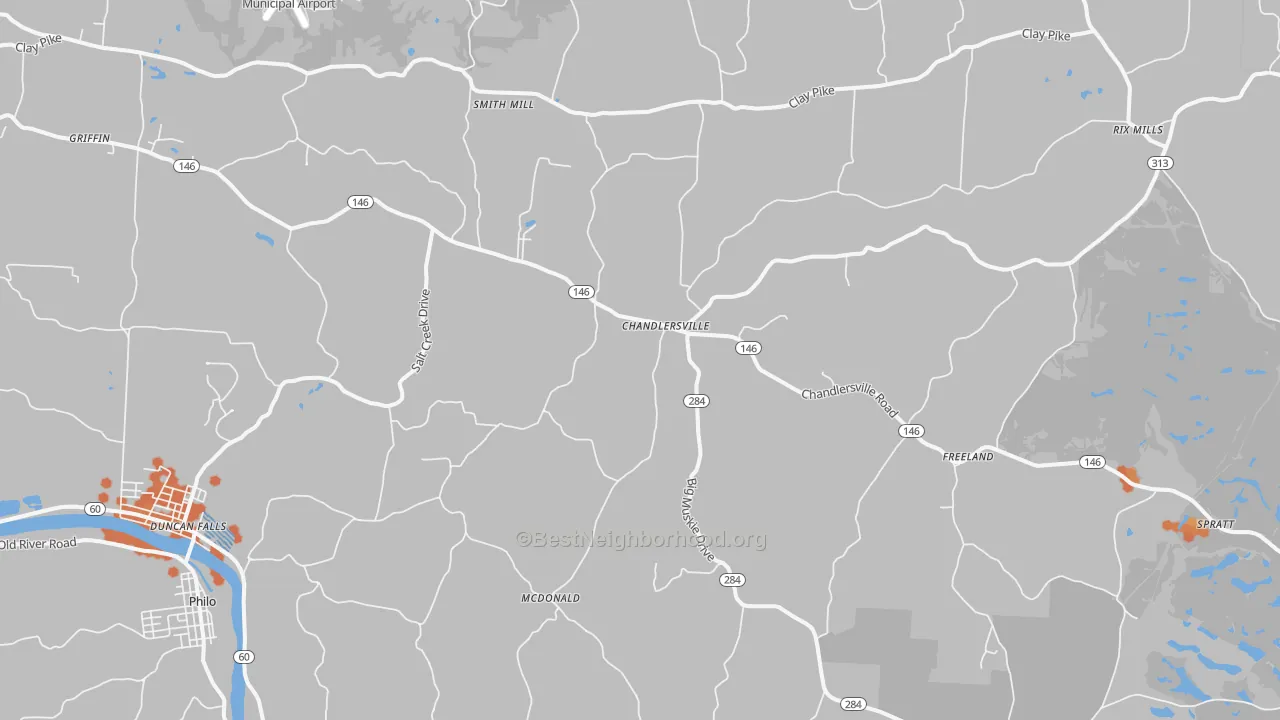 Bike Grade map of 43727, OH