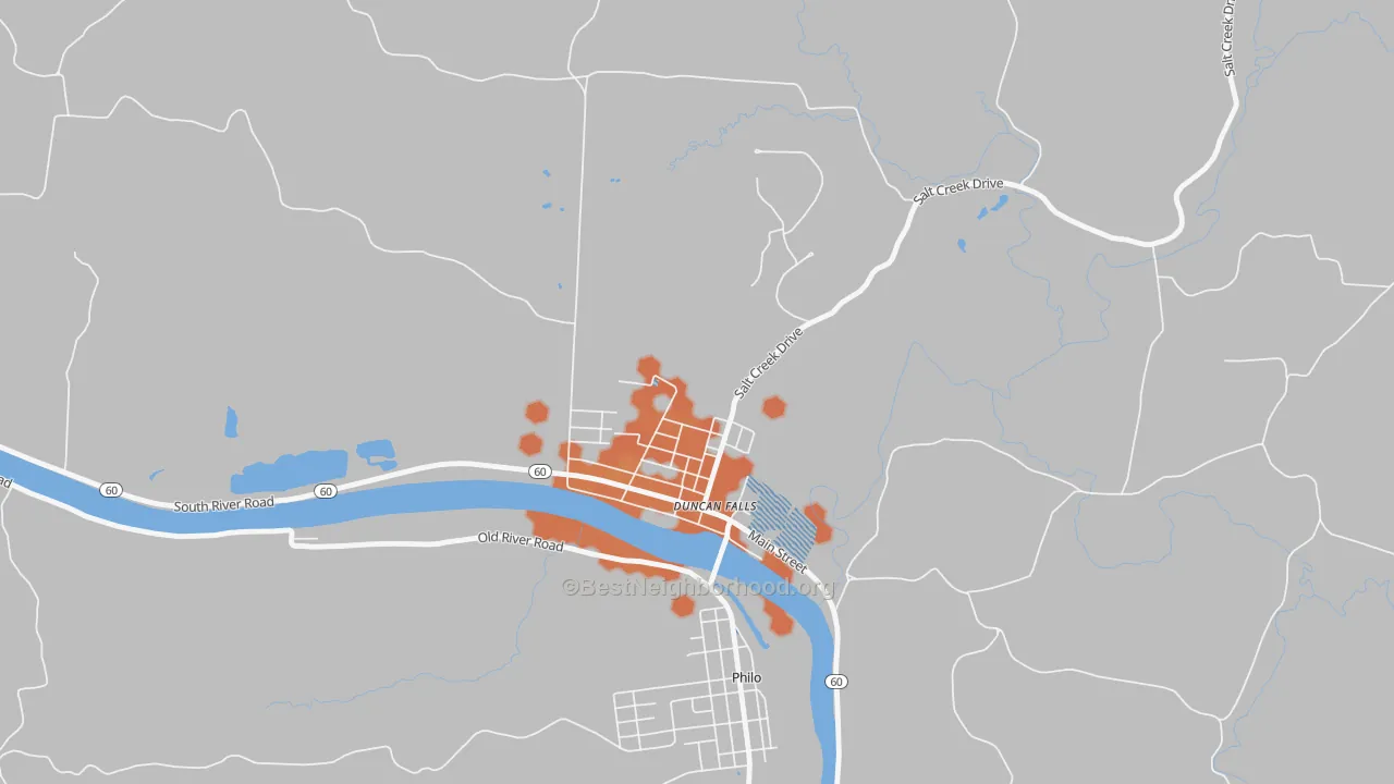 Bike Grade map of 43734, OH