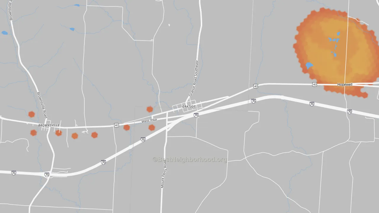 Bike Grade map of 43740, OH