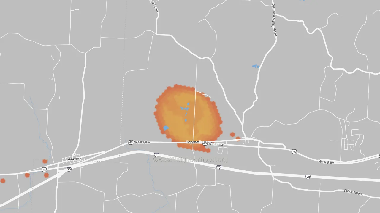 Bike Grade map of 43746, OH