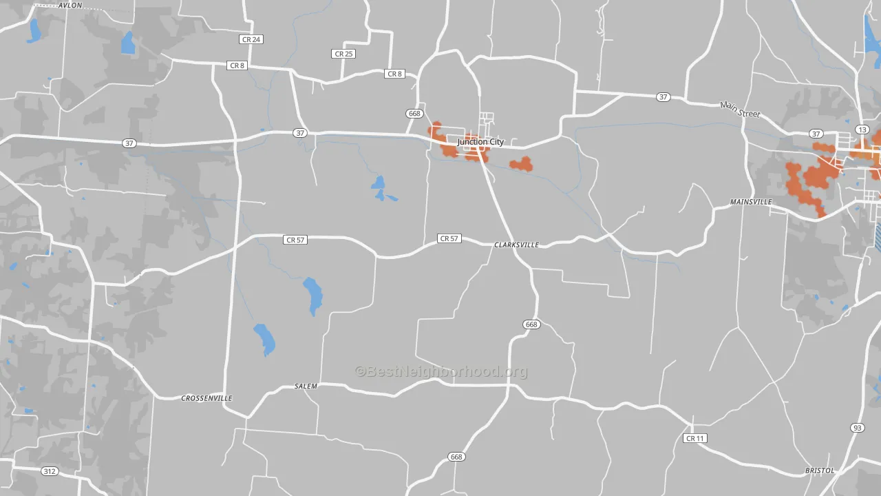 Bike Grade map of 43748, OH