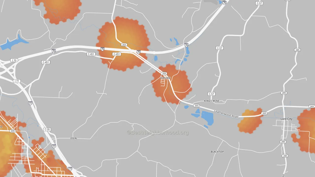 Bike Grade map of 43750, OH