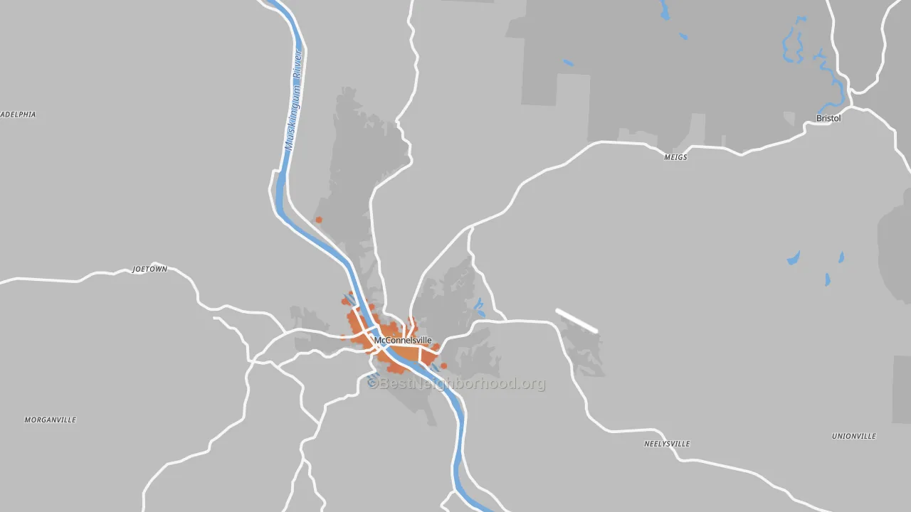 Bike Grade map of 43756, OH