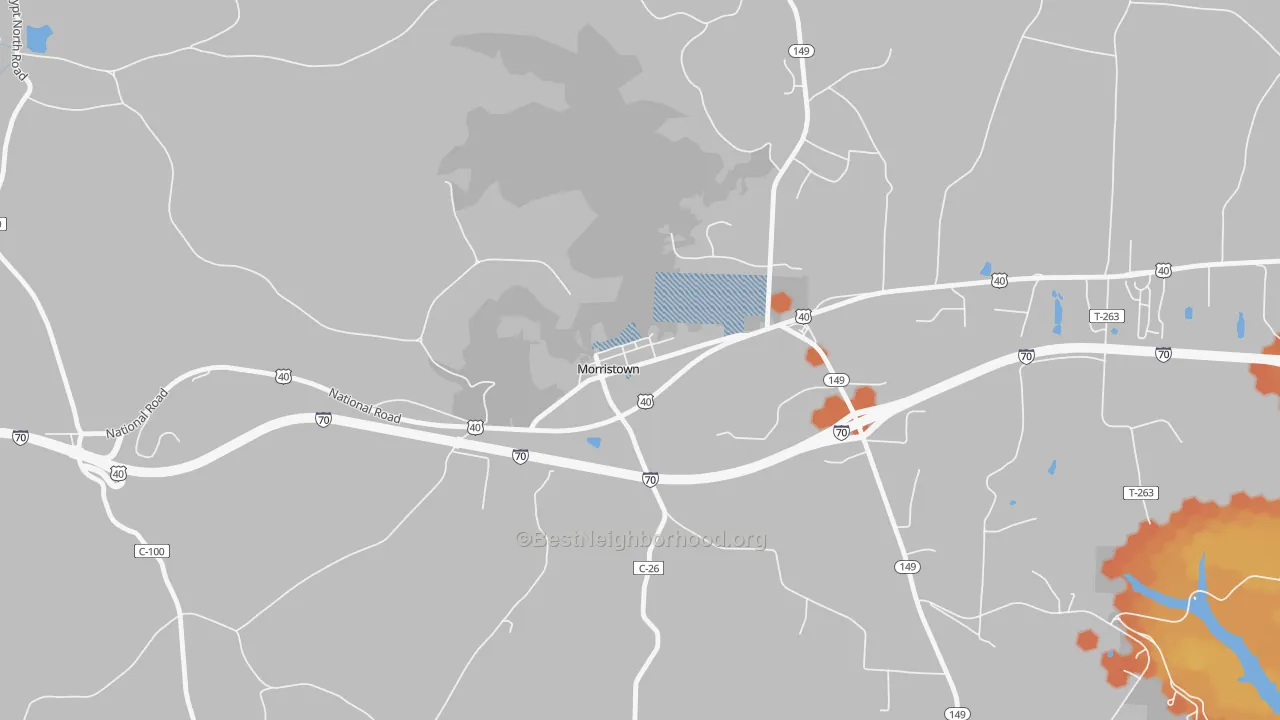 Bike Grade map of 43759, OH