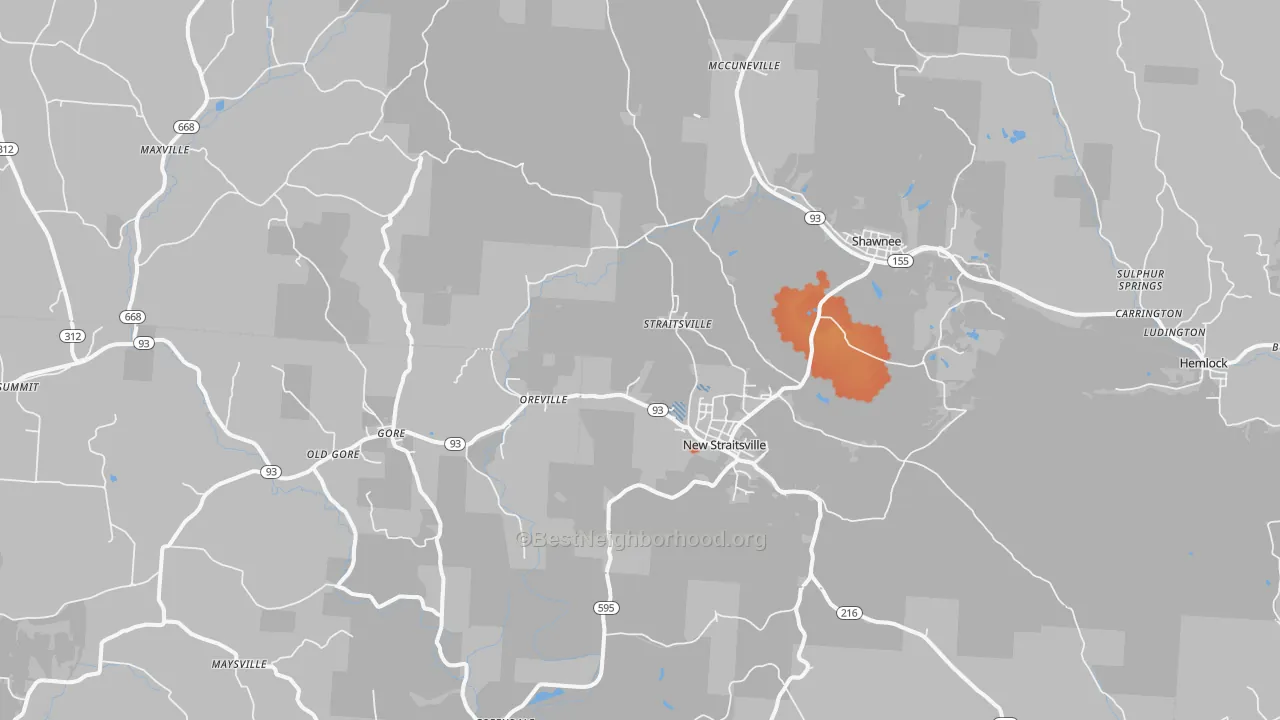 Bike Grade map of 43766, OH