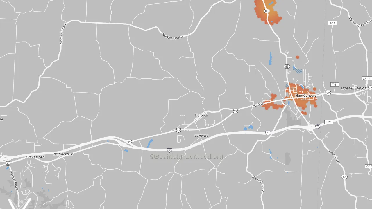 Bike Grade map of 43767, OH