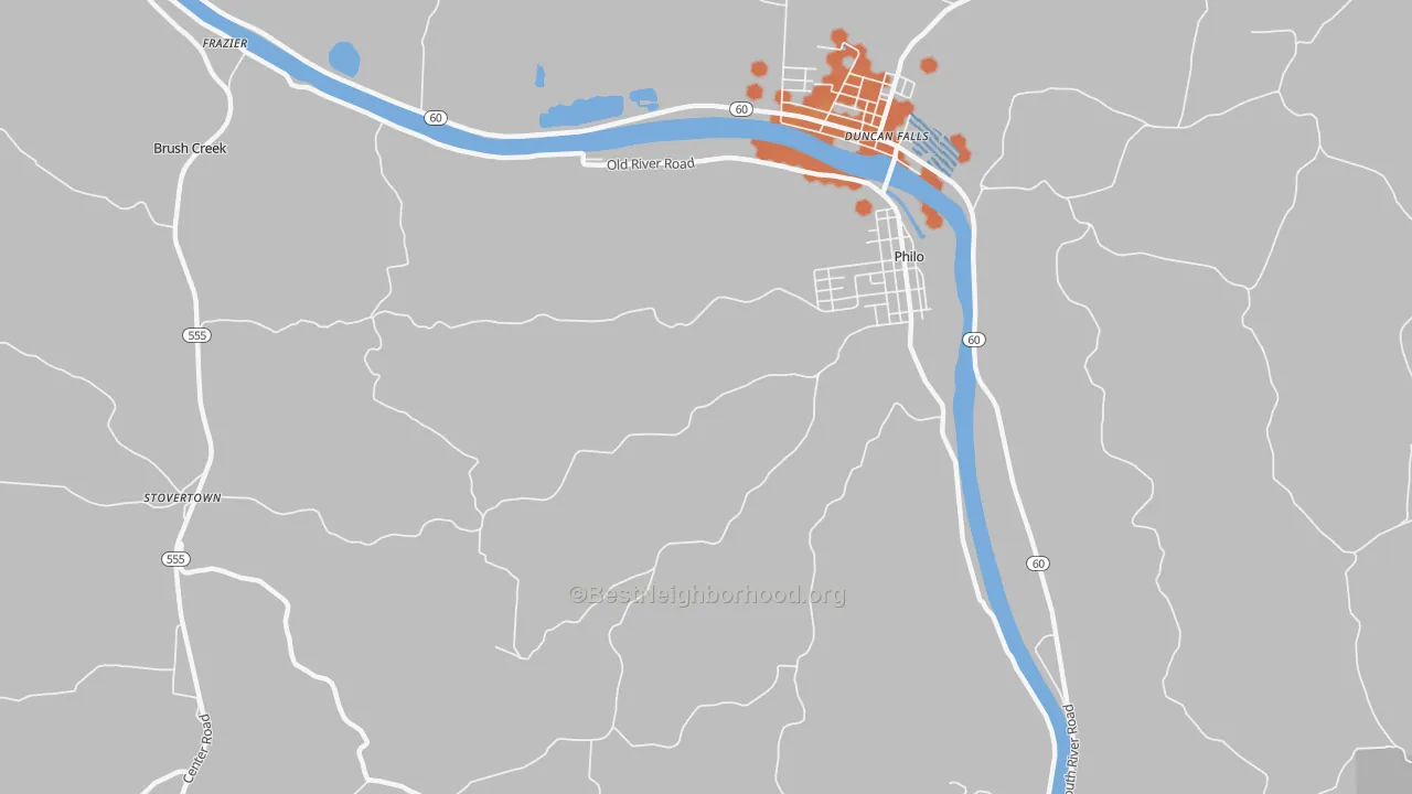 Bike Grade map of 43771, OH