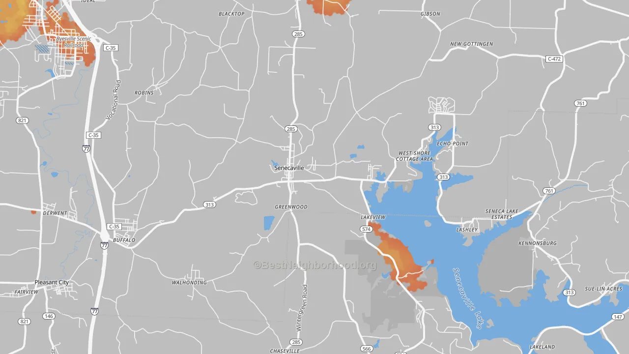 Bike Grade map of 43780, OH
