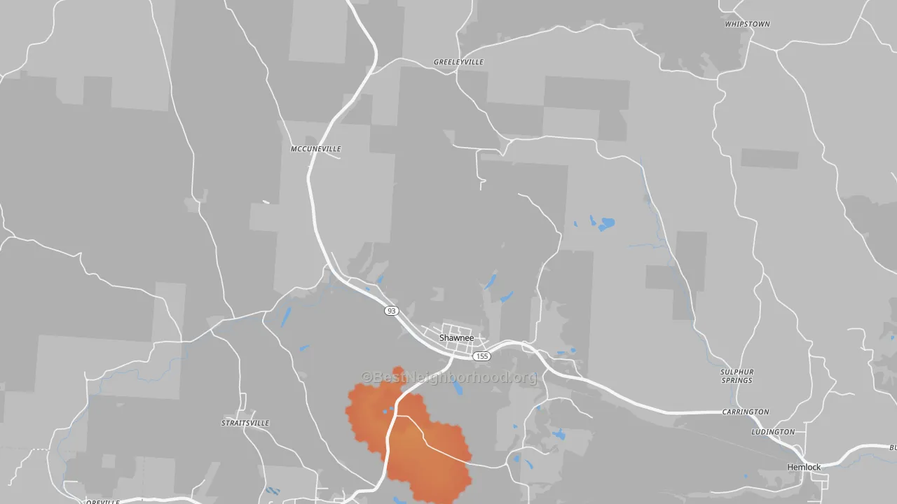 Bike Grade map of 43782, OH