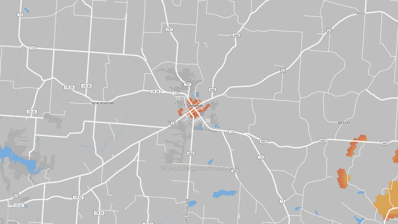 Bike Grade map of 43783, OH