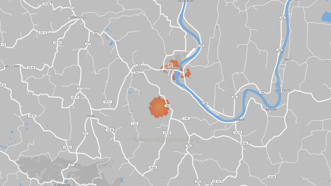 Bike Grade map of 43787, OH