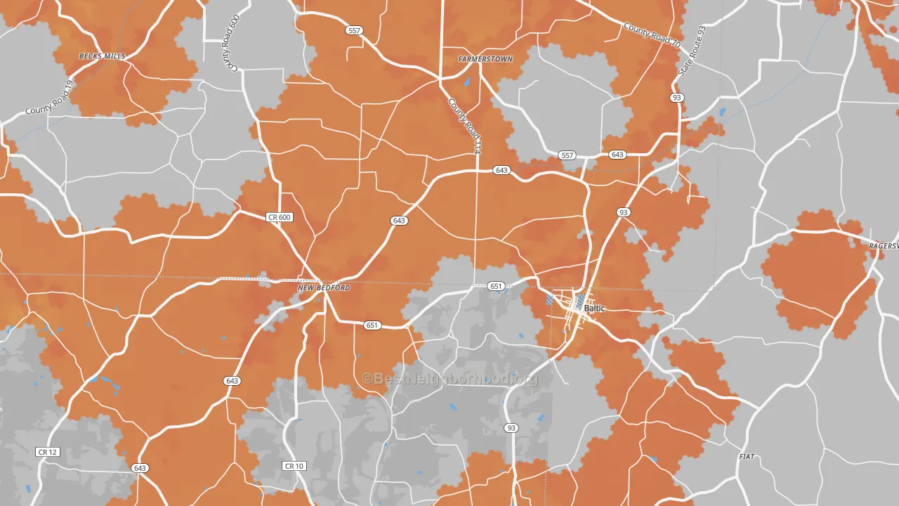 Bike Grade map of 43804, OH