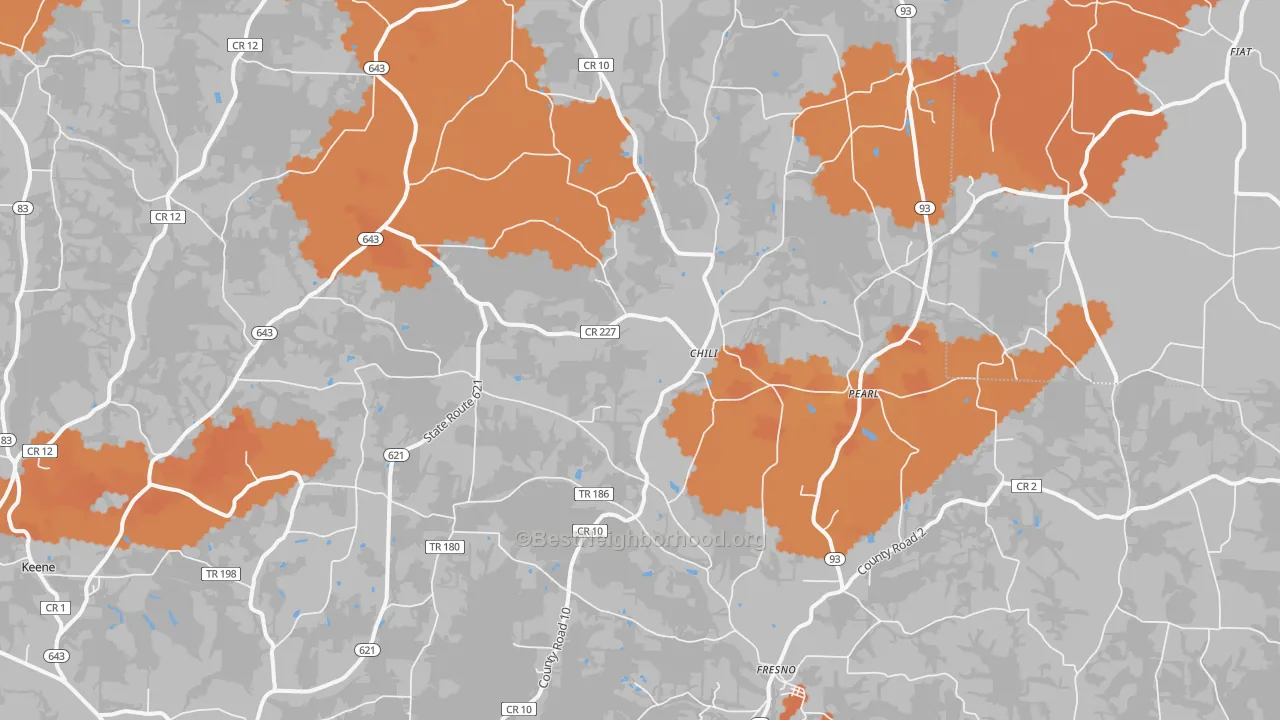 Bike Grade map of 43824, OH