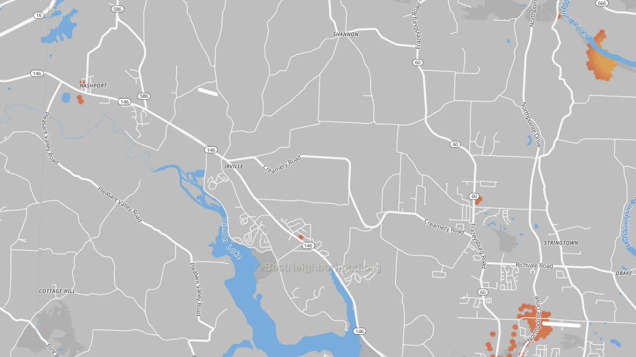 Bike Grade map of 43830, OH