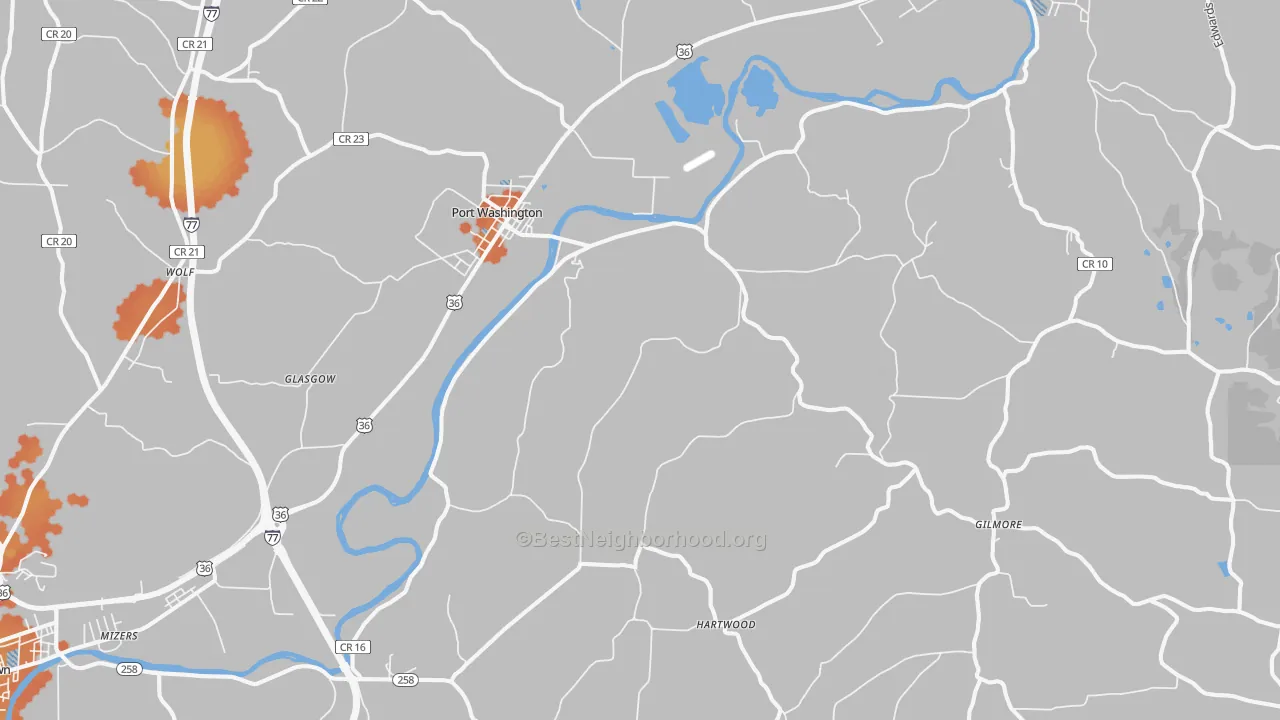 Bike Grade map of 43837, OH