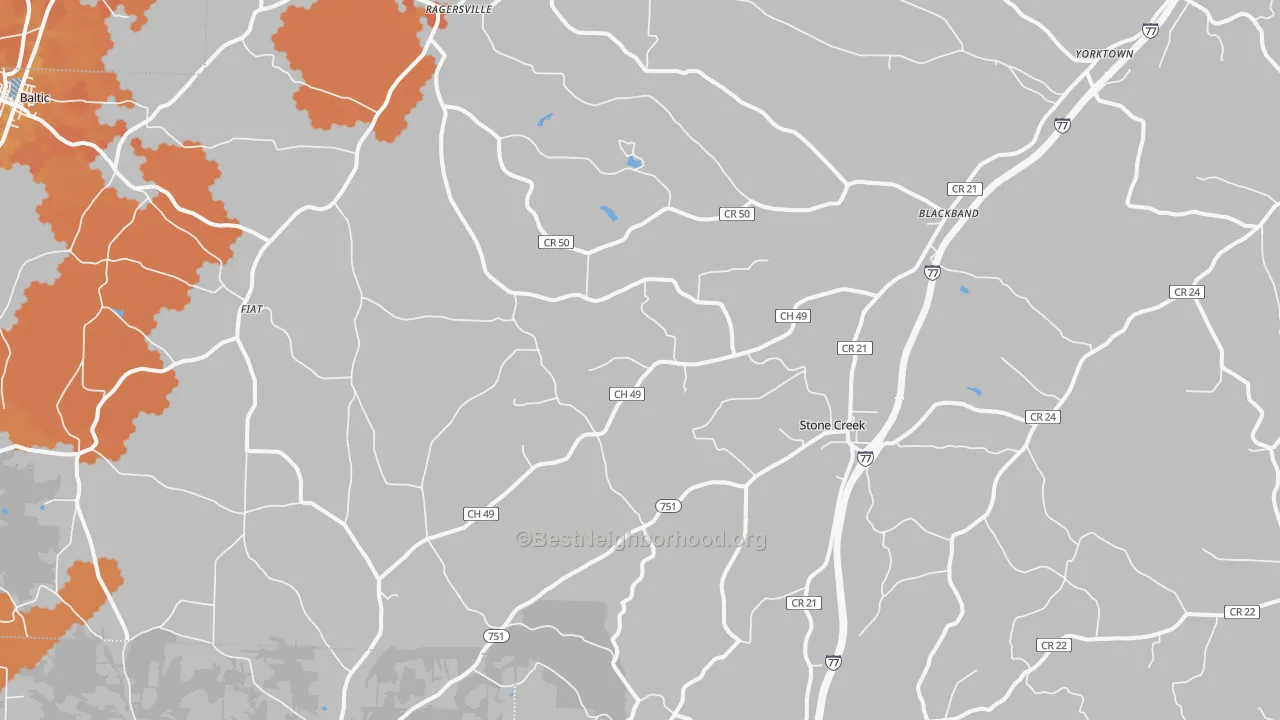 Bike Grade map of 43840, OH