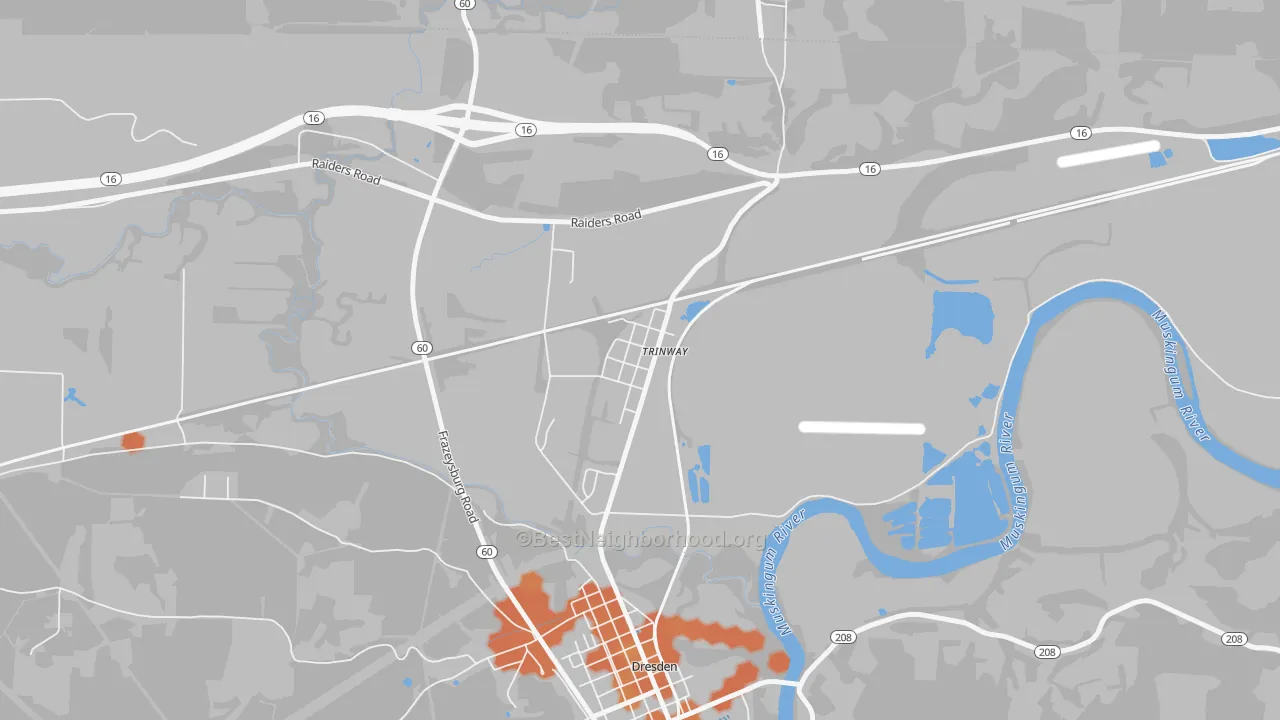 Bike Grade map of 43842, OH