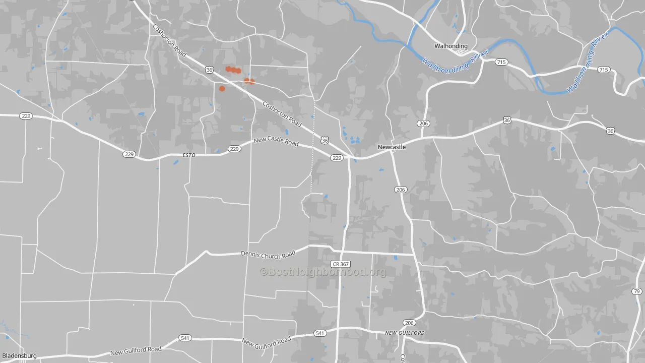 Bike Grade map of 43843, OH