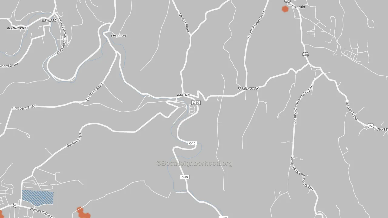 Bike Grade map of 43905, OH