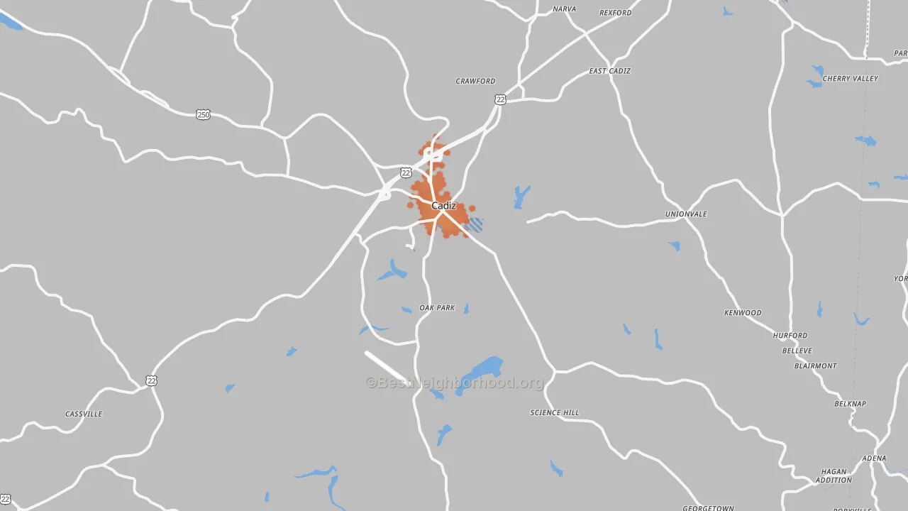 Bike Grade map of 43907, OH