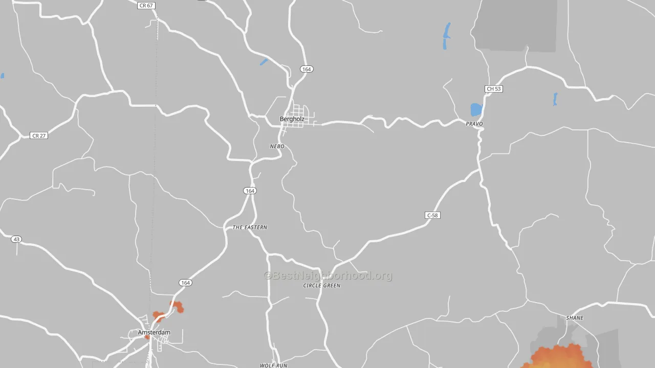Bike Grade map of 43908, OH