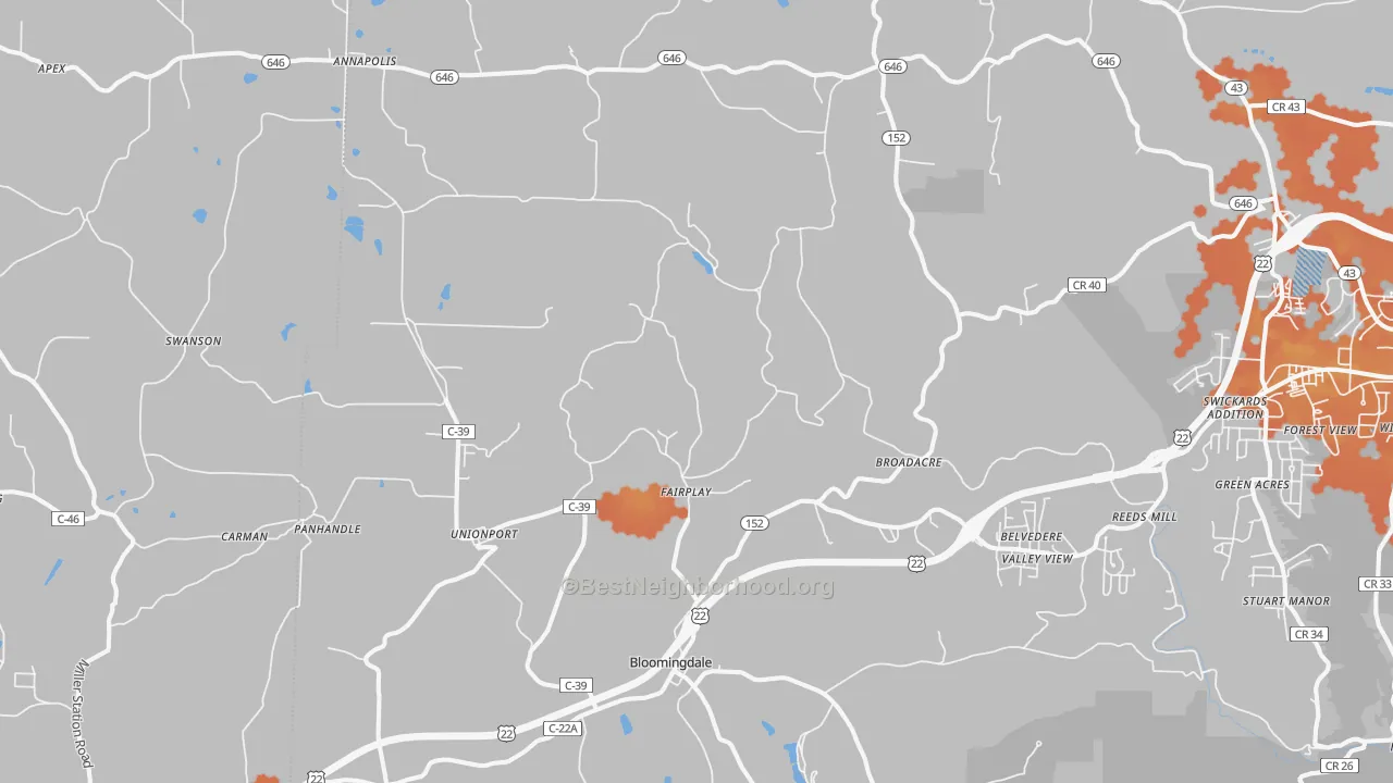 Bike Grade map of 43910, OH
