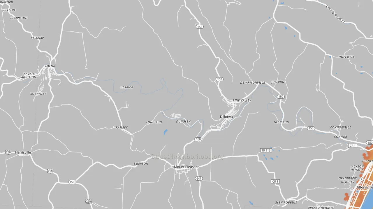 Bike Grade map of 43917, OH
