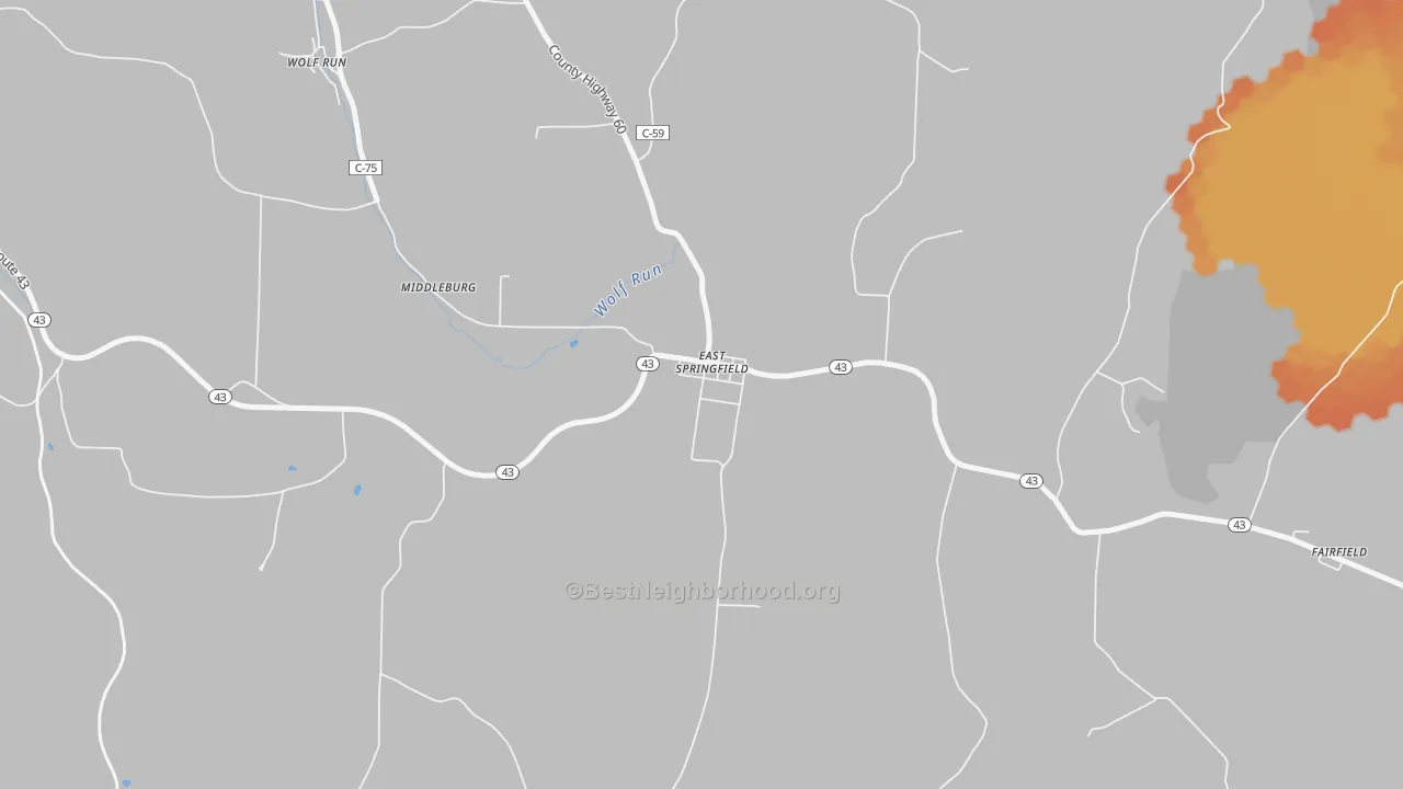 Bike Grade map of 43925, OH