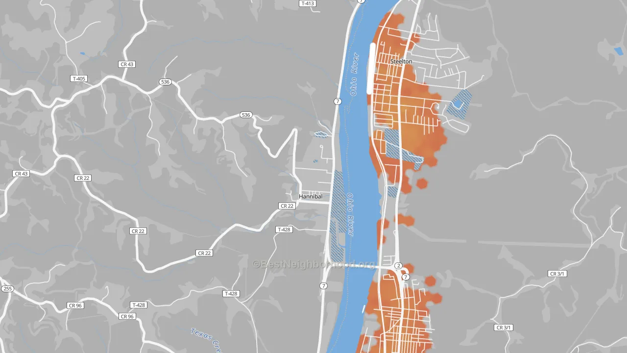 Bike Grade map of 43931, OH