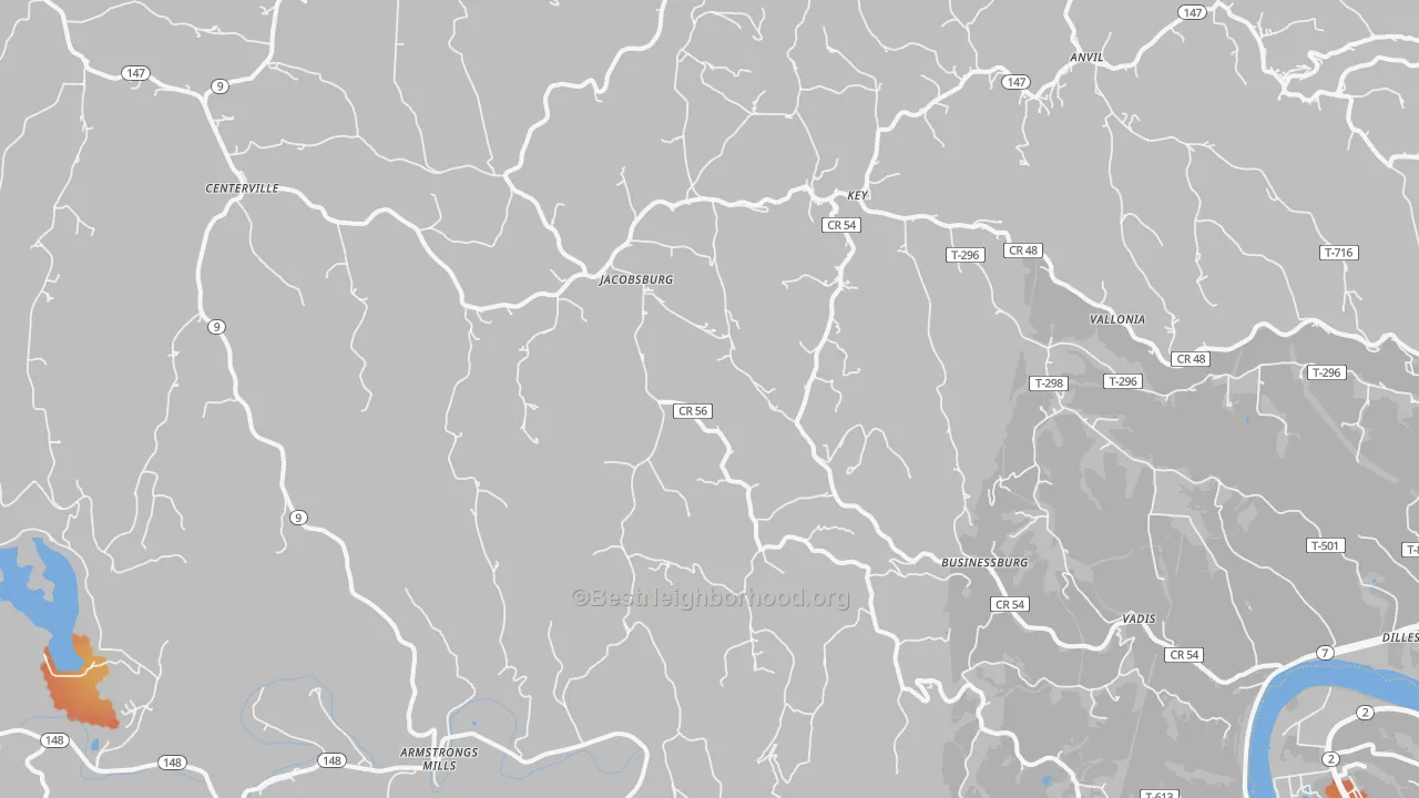 Bike Grade map of 43933, OH