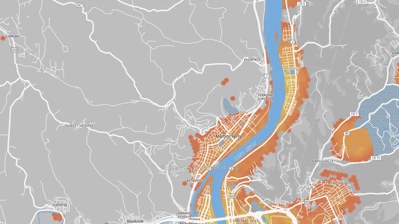 Bike Grade map of 43935, OH