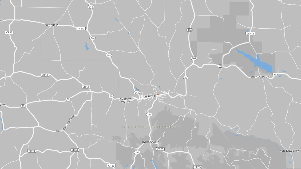 Bike Grade map of 43945, OH