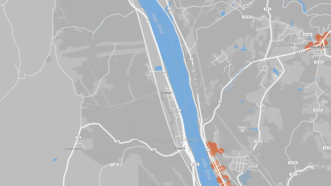 Bike Grade map of 43961, OH