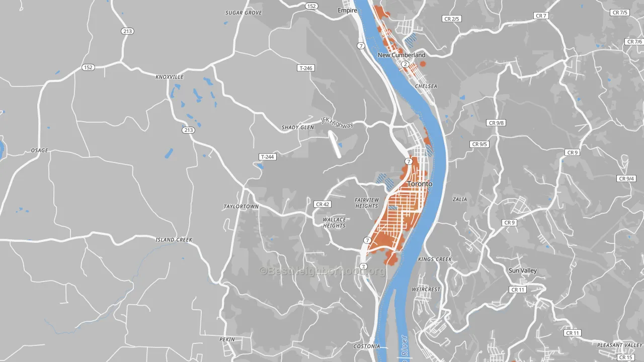 Bike Grade map of 43964, OH