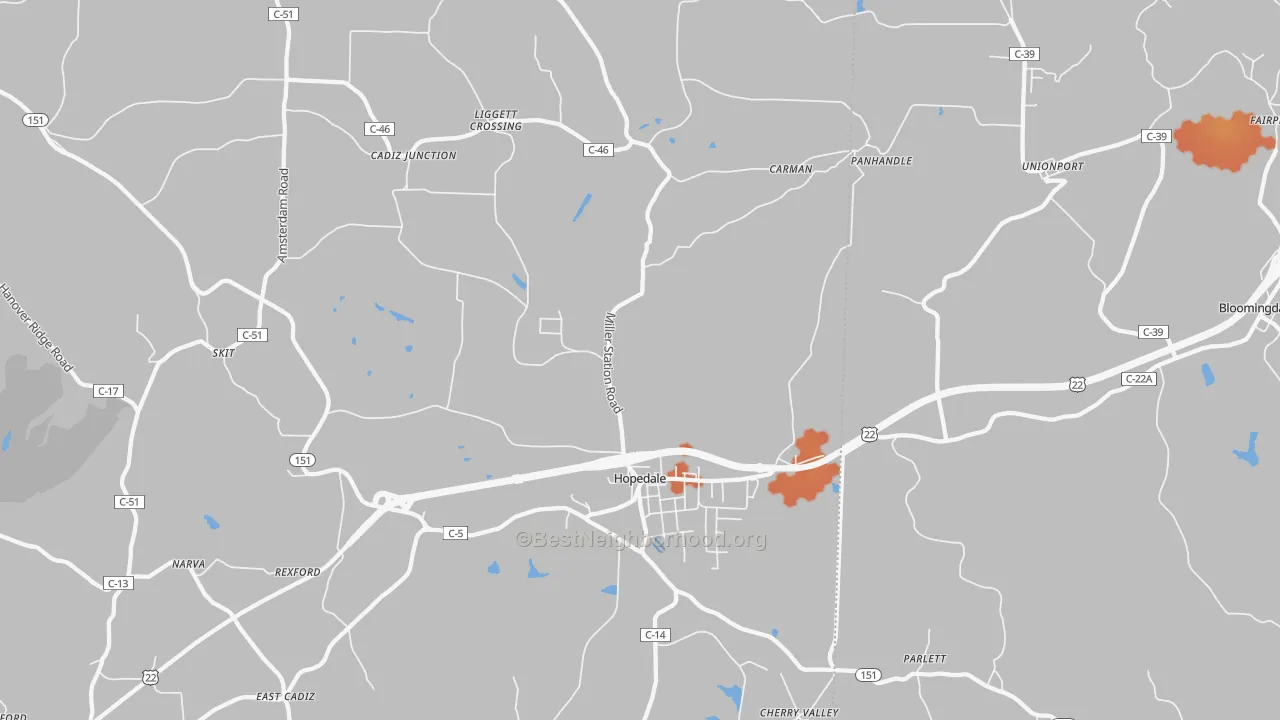 Bike Grade map of 43976, OH
