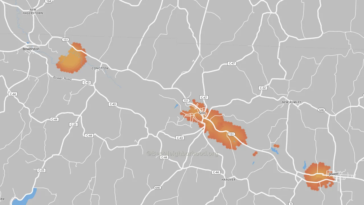 Bike Grade map of 43988, OH