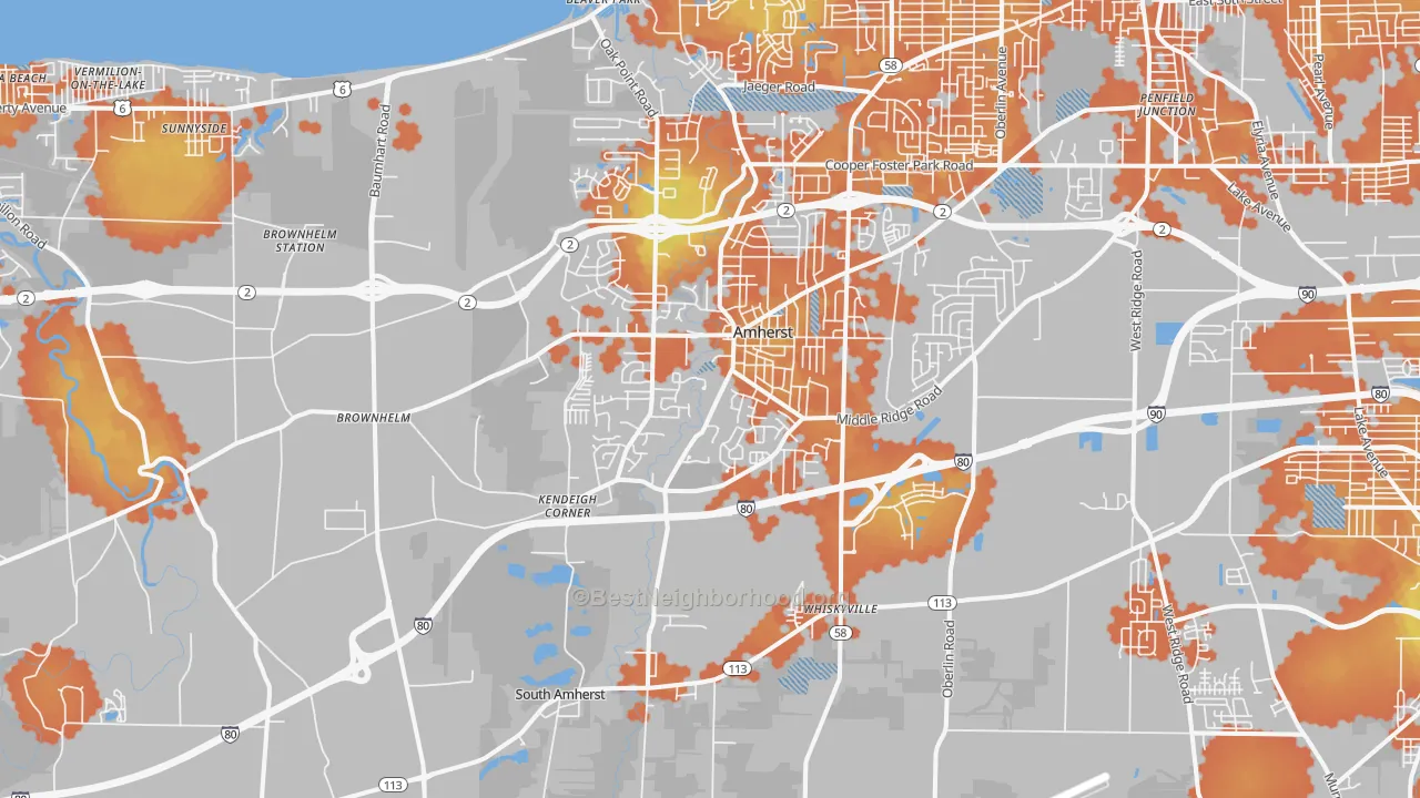 Bike Grade map of 44001, OH