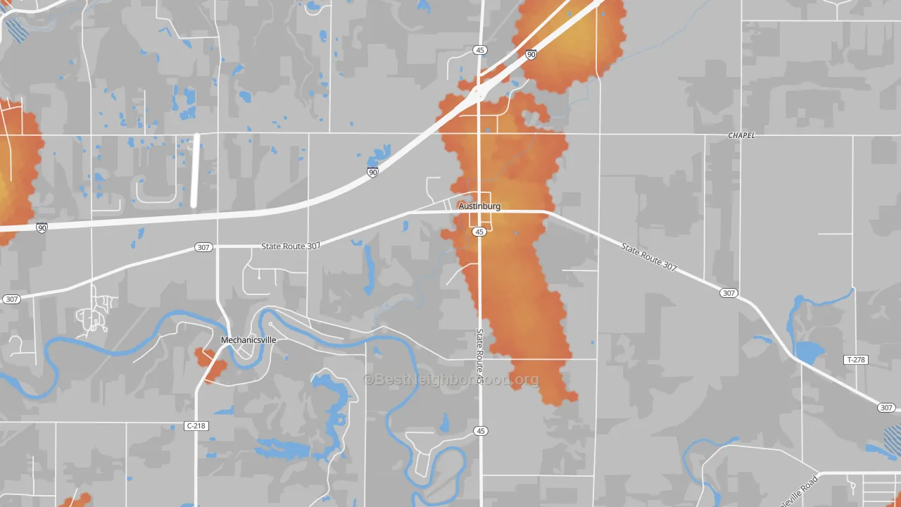 Bike Grade map of 44010, OH
