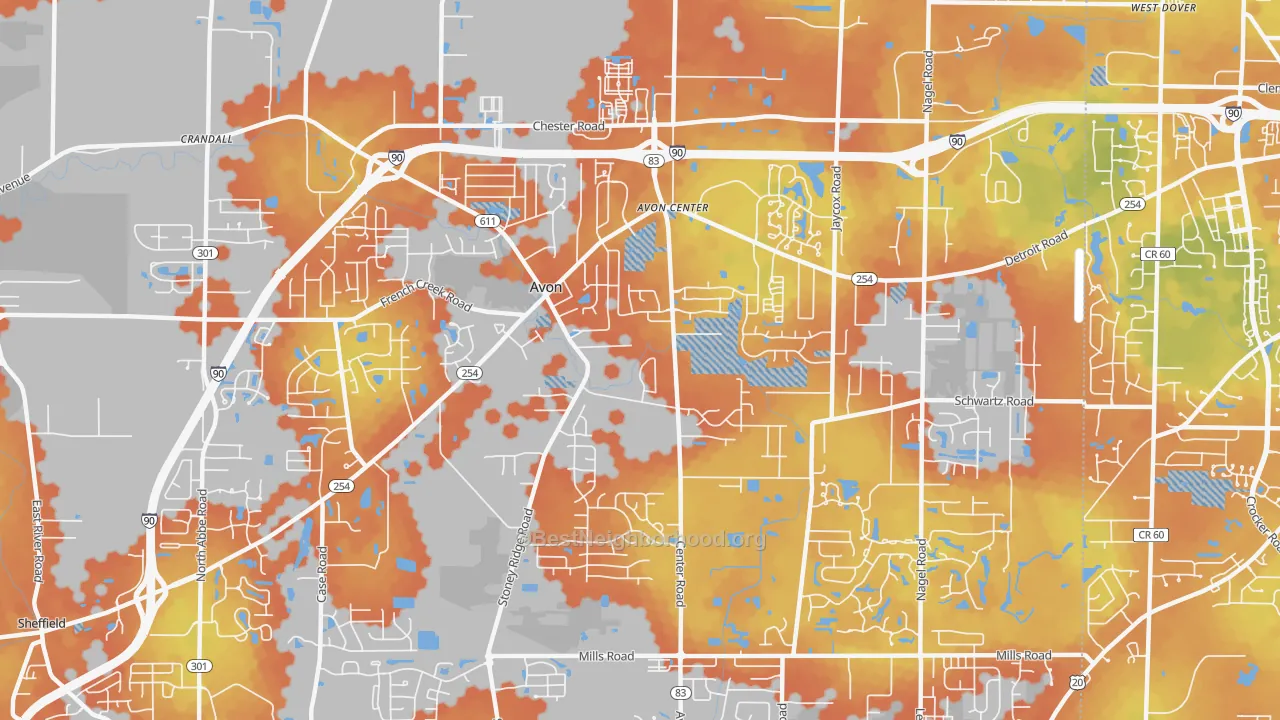Bike Grade map of 44011, OH