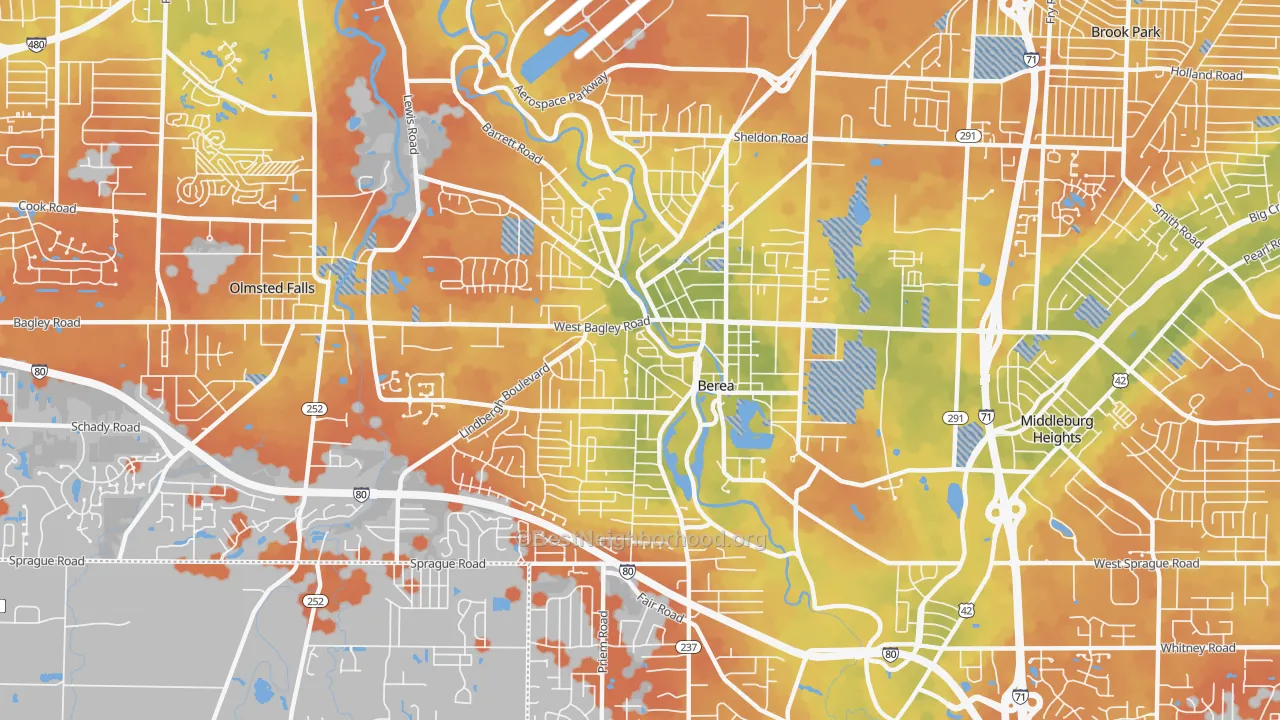 Bike Grade map of 44017, OH