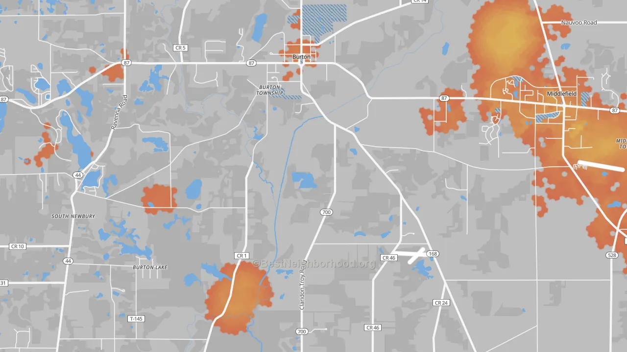 Bike Grade map of 44021, OH